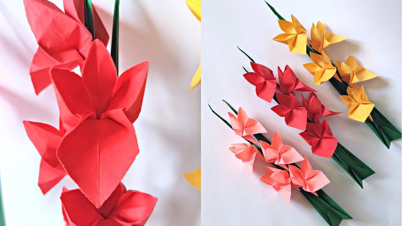 Origami GLADIOLUS | How to make a paper gladiolus | Origami flowers