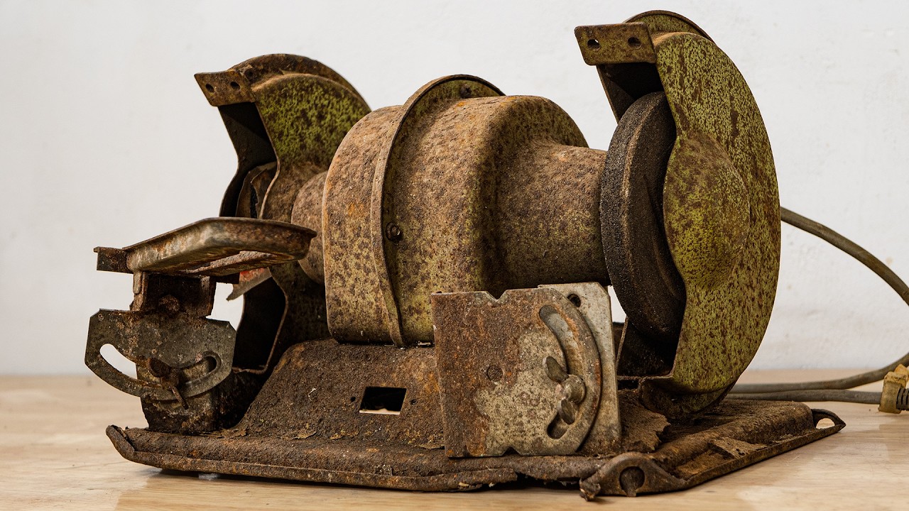Full Restoration of a Severely Rusted Bench Grinder