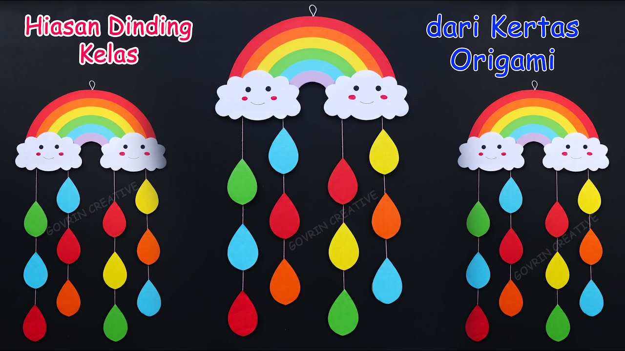 MUDAH!! Cara Membuat Hiasan Dinding Pelangi dari Kertas dan Kardus / WALL DECOR IDEAS