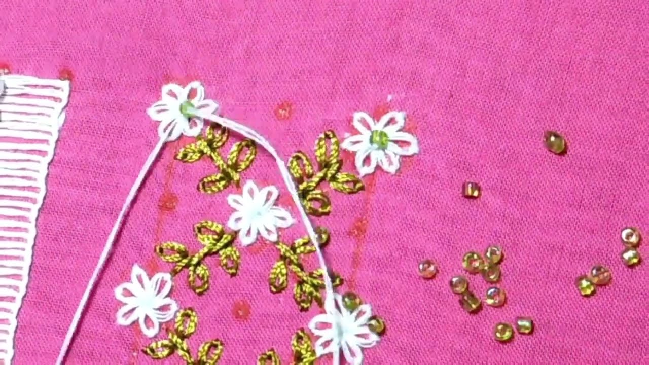 Thread Painting Flower Designs on Fabric by Anjiara
