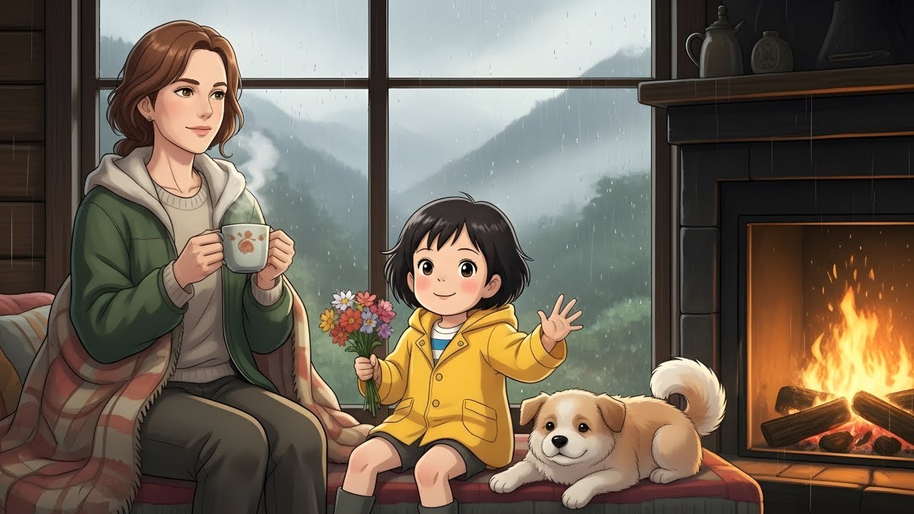 A Rainy Day in the Mountain Cabin | Sipping Tea by the Window 🌧🏞 | Ghibli Silent Moments