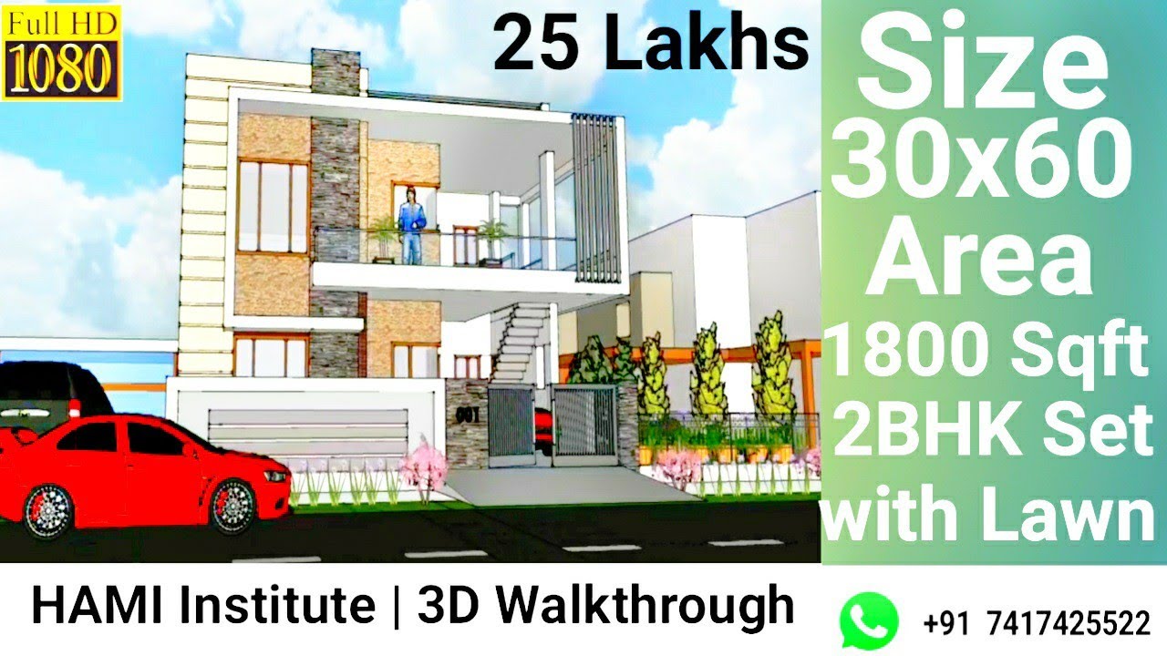 30x60 House Design | 2 Bhk house design | 200 gaj house plan/3d walkthrough | project 01