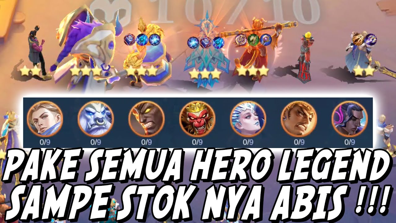 PAKE SEMUA HERO LEGEND YANG ADA DI MAGIC CHESS ! SAMPE STOK NYA 0 COY !!!