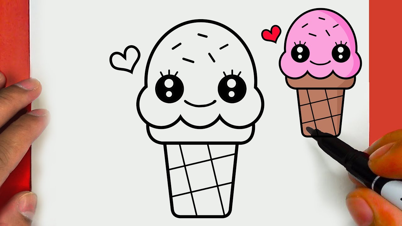 HOW TO DRAW A CUTE ICE CREAM CONE, STEP BY STEP, DRAW Cute things