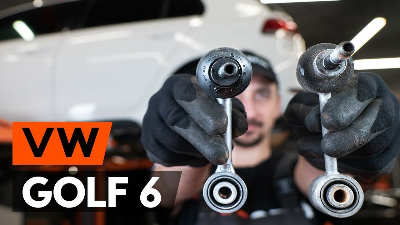How to change front anti roll bar link / front drop link on VW GOLF 6 (5K1) [TUTORIAL AUTODOC]