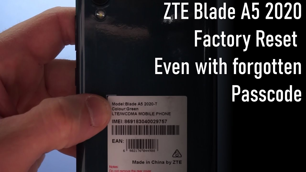 ZTE Blade A5 2020: сброс настроек к заводским, если забыт пароль