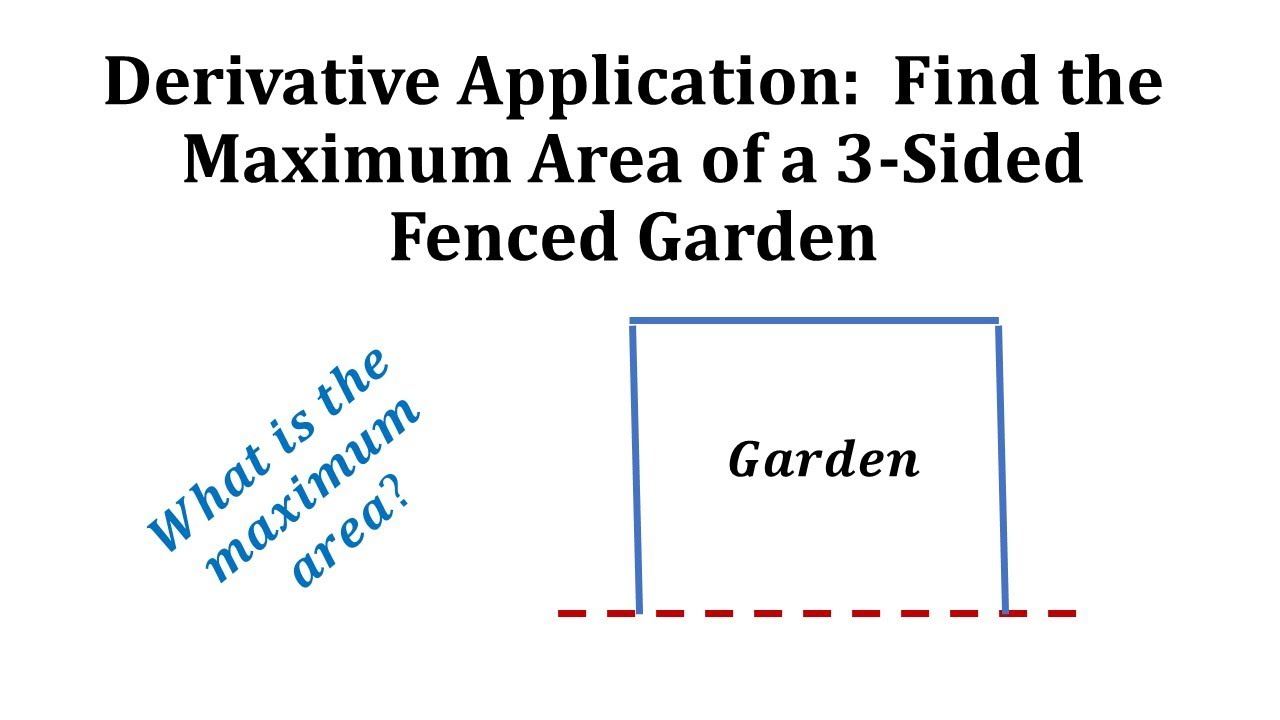 Ex 1: Max Area of Garden with 3 Sides Fenced - Derivative App