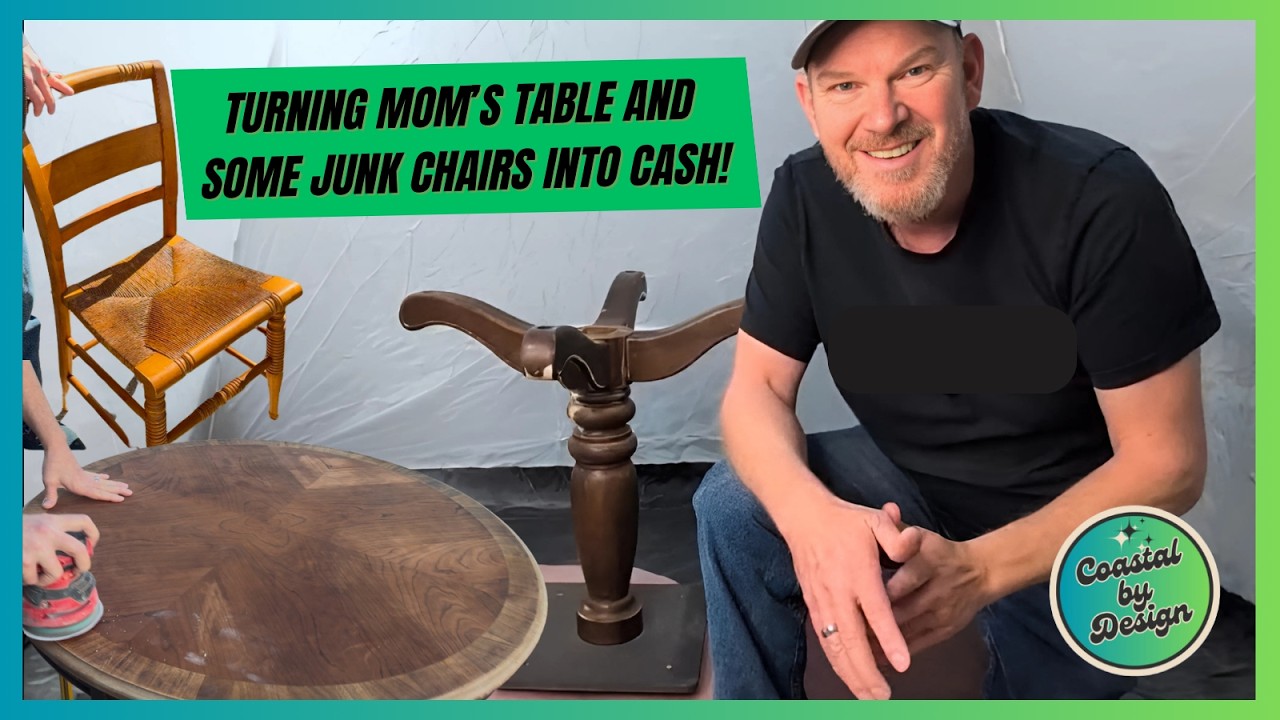 Transforming Mom's 90s Dining Table Into A Coastal Farmhouse Treasure! Furniture Restoration