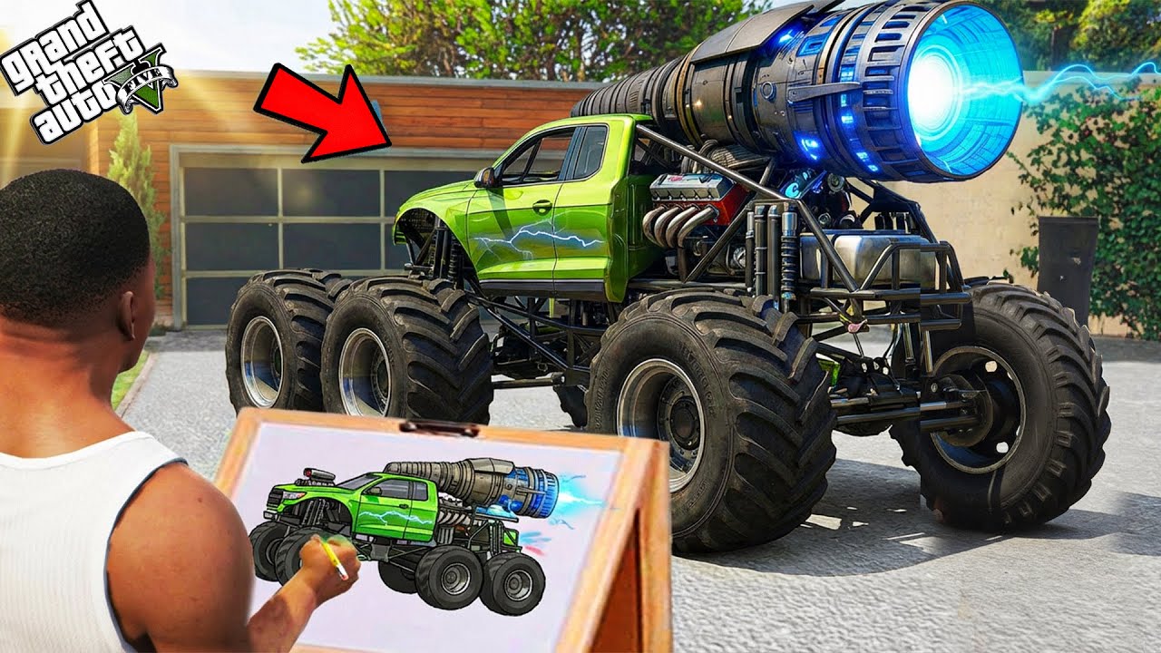 Franklin Search The Strongest Booster Monster Truck Using Magical Painting In Gta 5