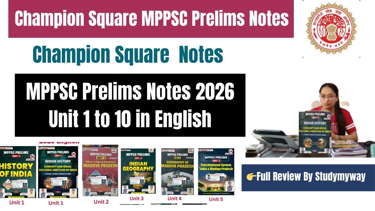 Champion Square MPPSC Prelims Notes 2026 Hindi & English |MPPSC Prelims Notes| MPPSC Champion Notes📚
