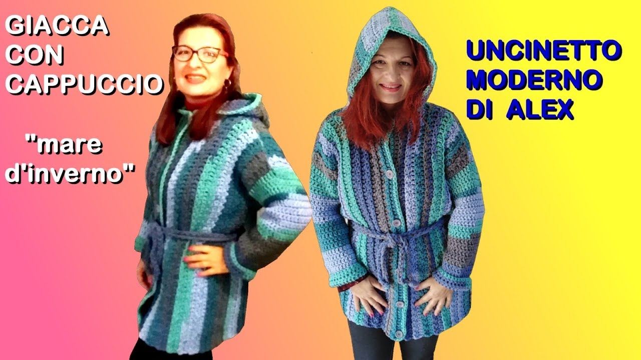 GIACCA CAPPOTTO UNCINETTO CON CAPPUCCIO 