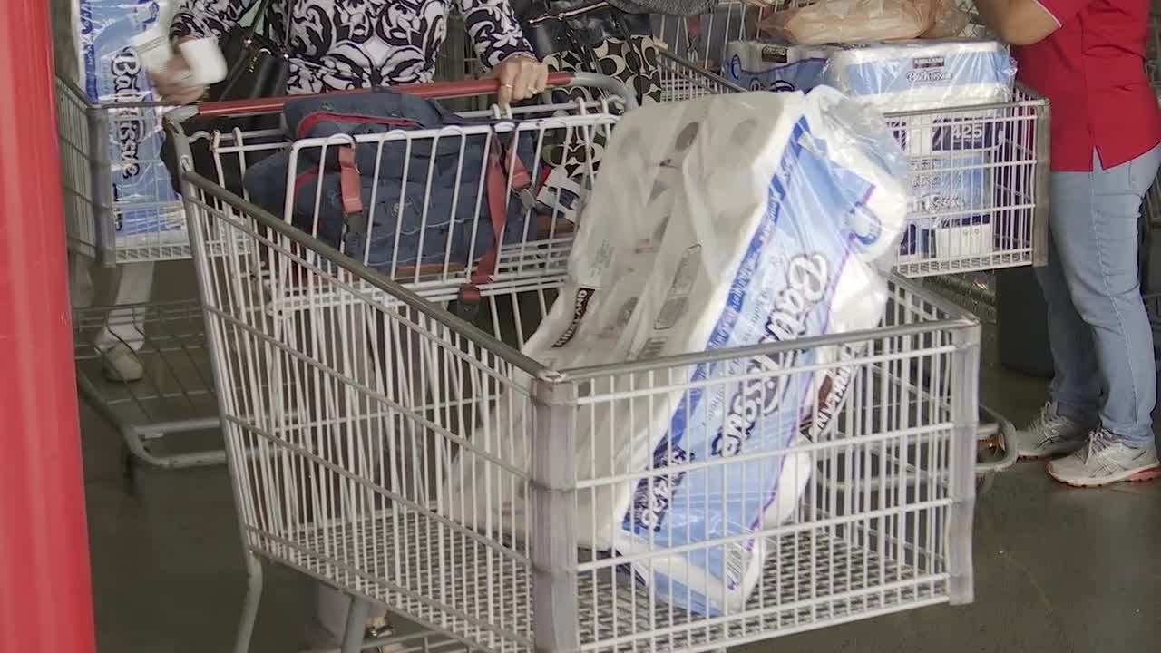 Shoppers pack patience as Coronavirus prep continues at Costco