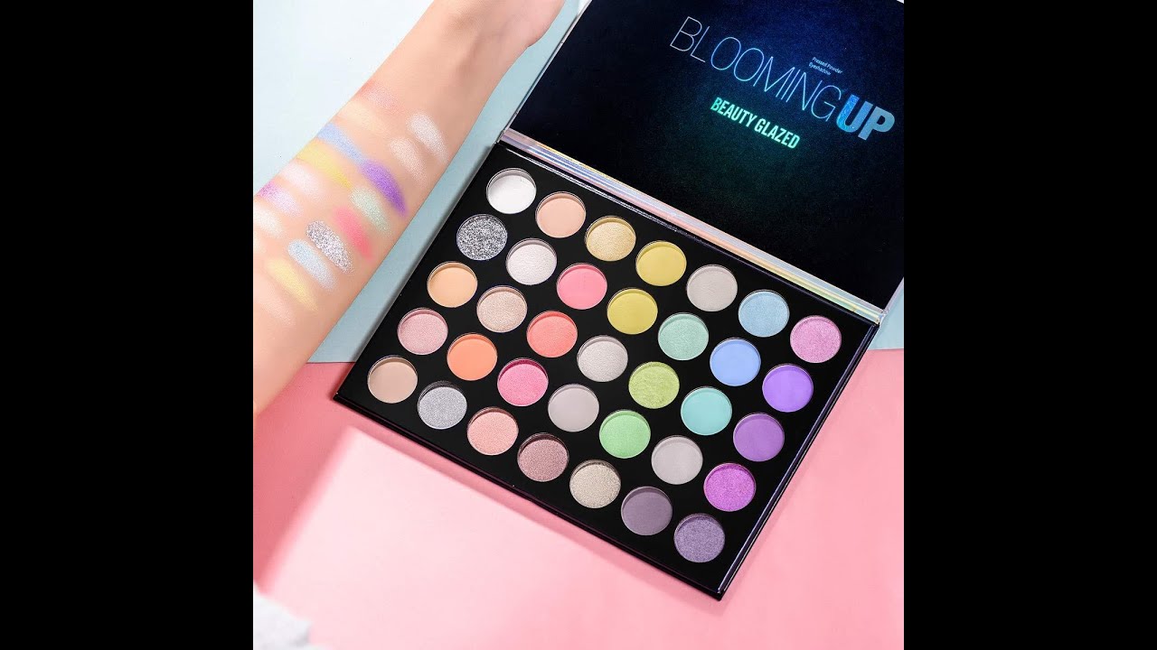 NEW BEAUTY GLAZED Blooming Up Eyeshadow palette .35 Colors Purple rainbow 🌈