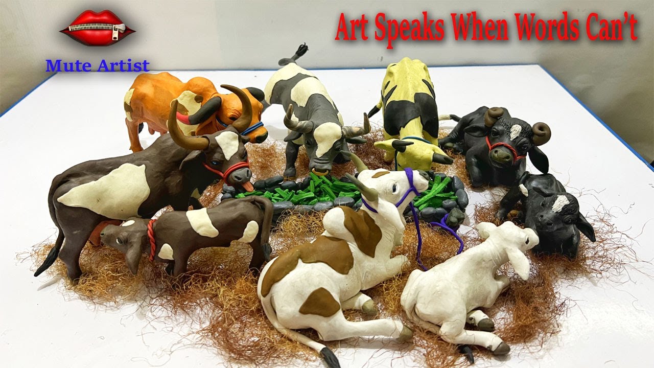 How I Made Multiple Cows and Bulls with Clay | Step-by-Step Process