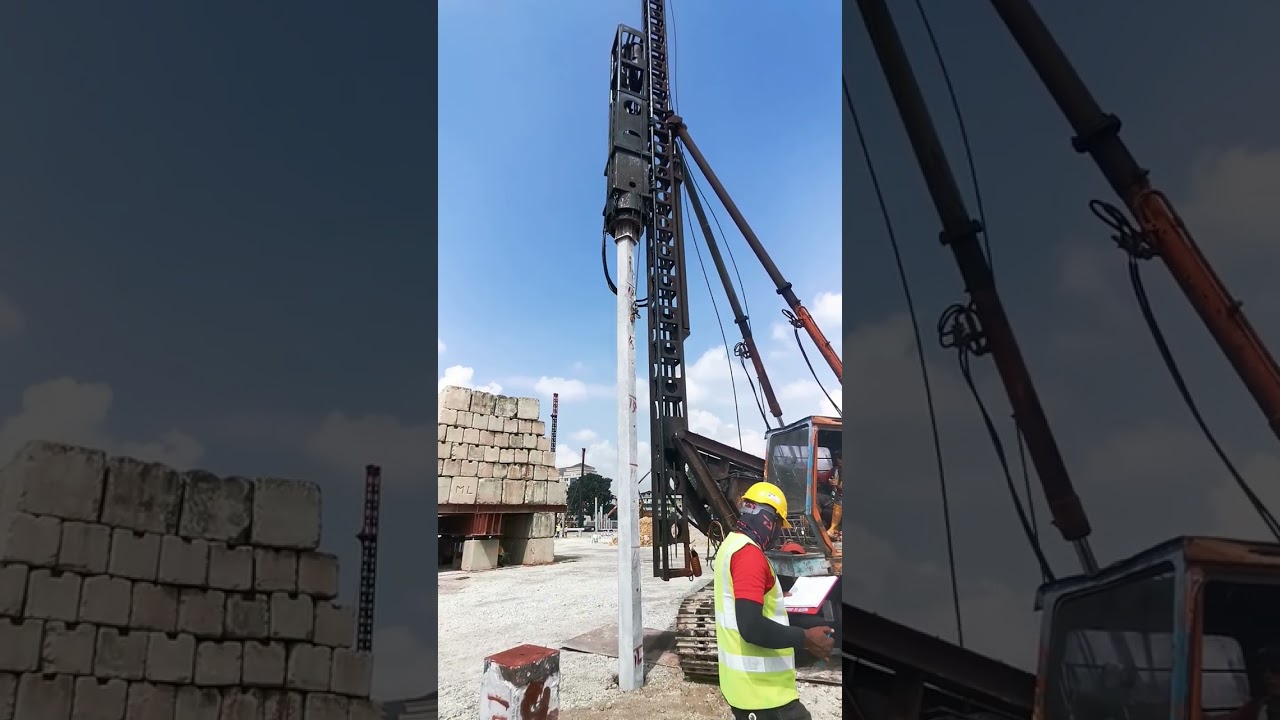 Piled Foundation = Pile Driving Using 5 tons Hydraulic Hammer