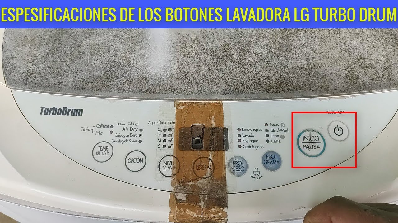 Especificaciones de botones de lavadora LG