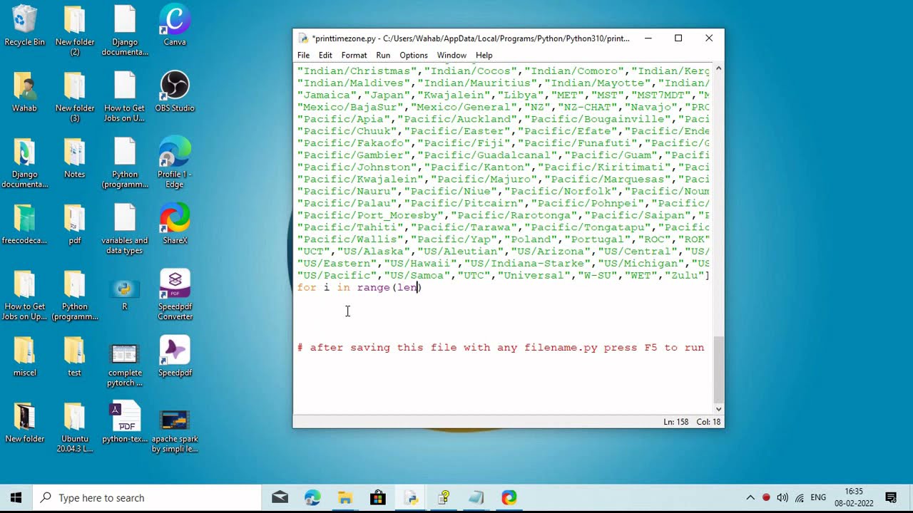 How to print python timezone with index. List of python pytz.