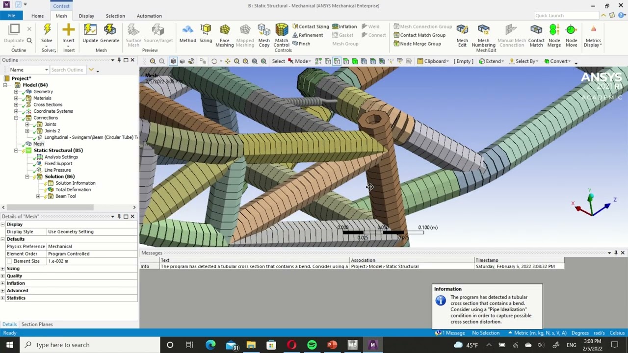 Analysis of Superbike Frame in ANSYS Using Beams