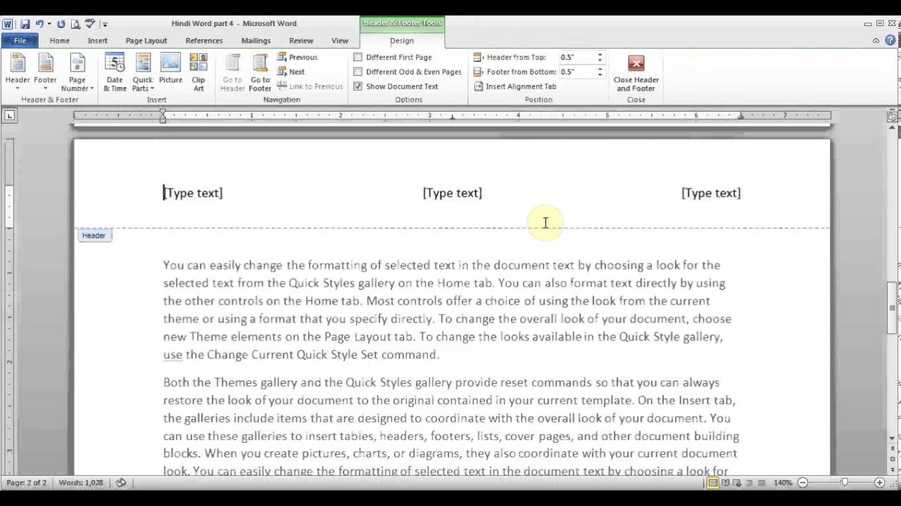 Hindi Microsoft Word pt 5 (Hyperlink, Bookmark, Header/Footer,  Page number, Drop cap)