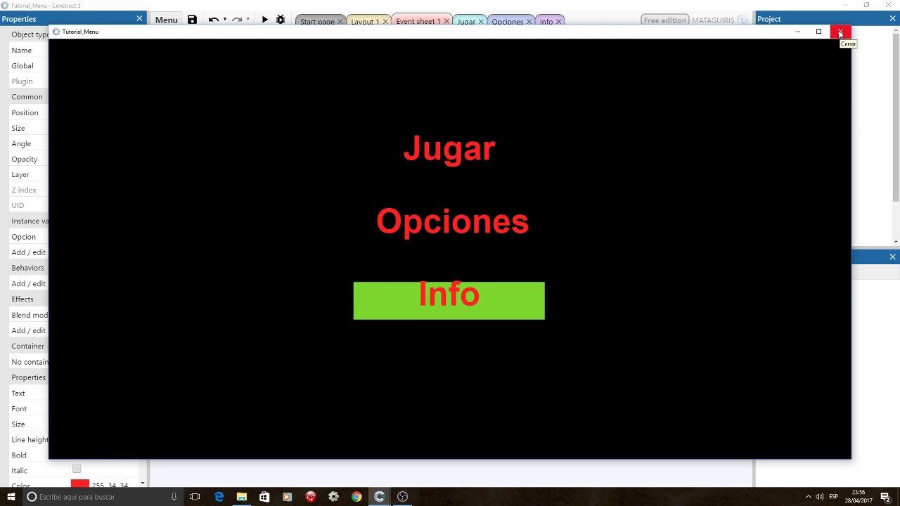 Construct 3 Tutorial para hacer un selector de menu