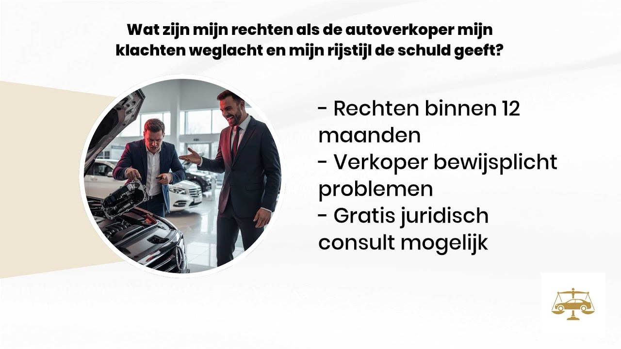 Wat zijn mijn rechten als de autoverkoper mijn klachten weglacht en mijn rijstijl de schuld geeft?
