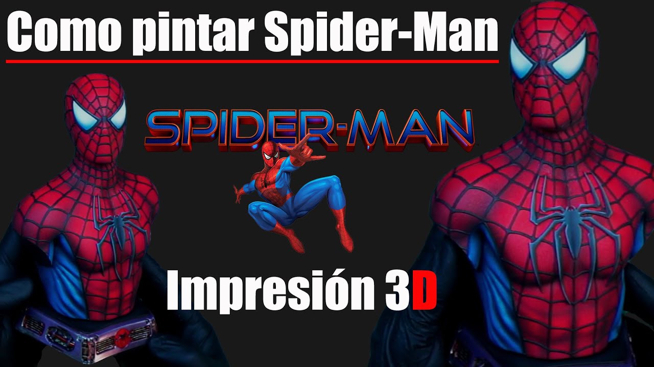 Como pintar spider-man impreso en resina 3D facil/How to paint spider-man 3d print/Airbrush tutorial