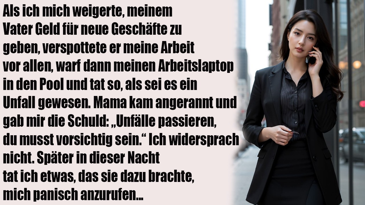 Papa warf meinen Arbeitslaptop in den Pool – weil ich ihm kein Geld gab… In derselben Nacht…