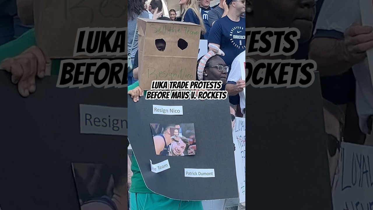 #luka Trade Protests outside AAC before #mavs v. #rockets . 1st home game since deal. #dfw #dallas