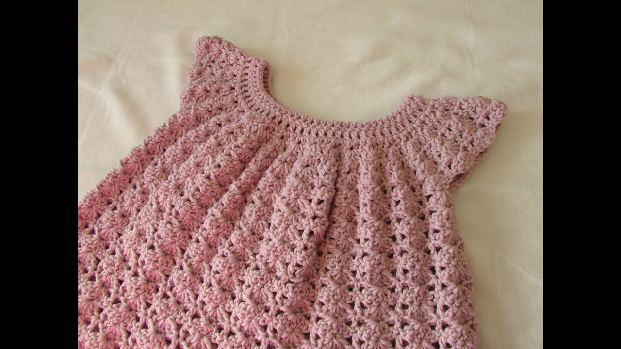 How to crochet a little girl's shell stitch dress / top / tunic