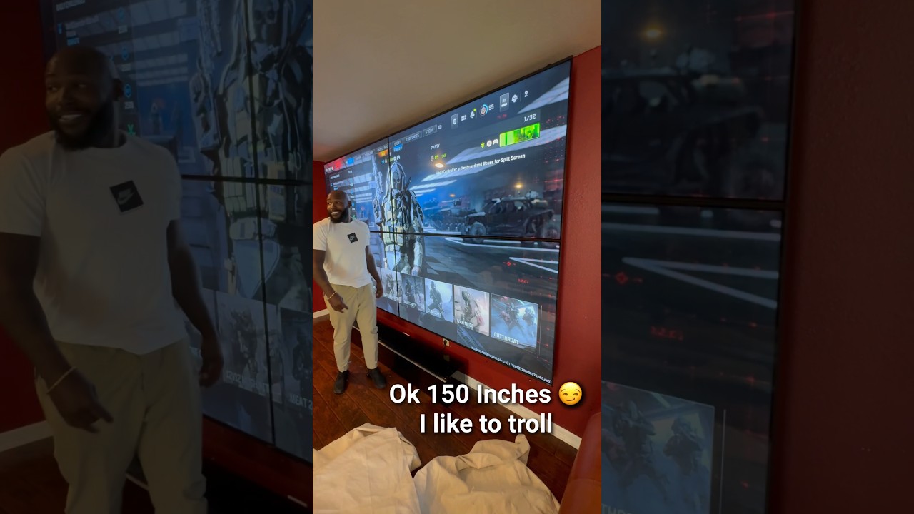 How to make a tv wall using 4 75&rdquo; TVs #fyp #work #fun #install #explore #shorts #viral #trending #tv