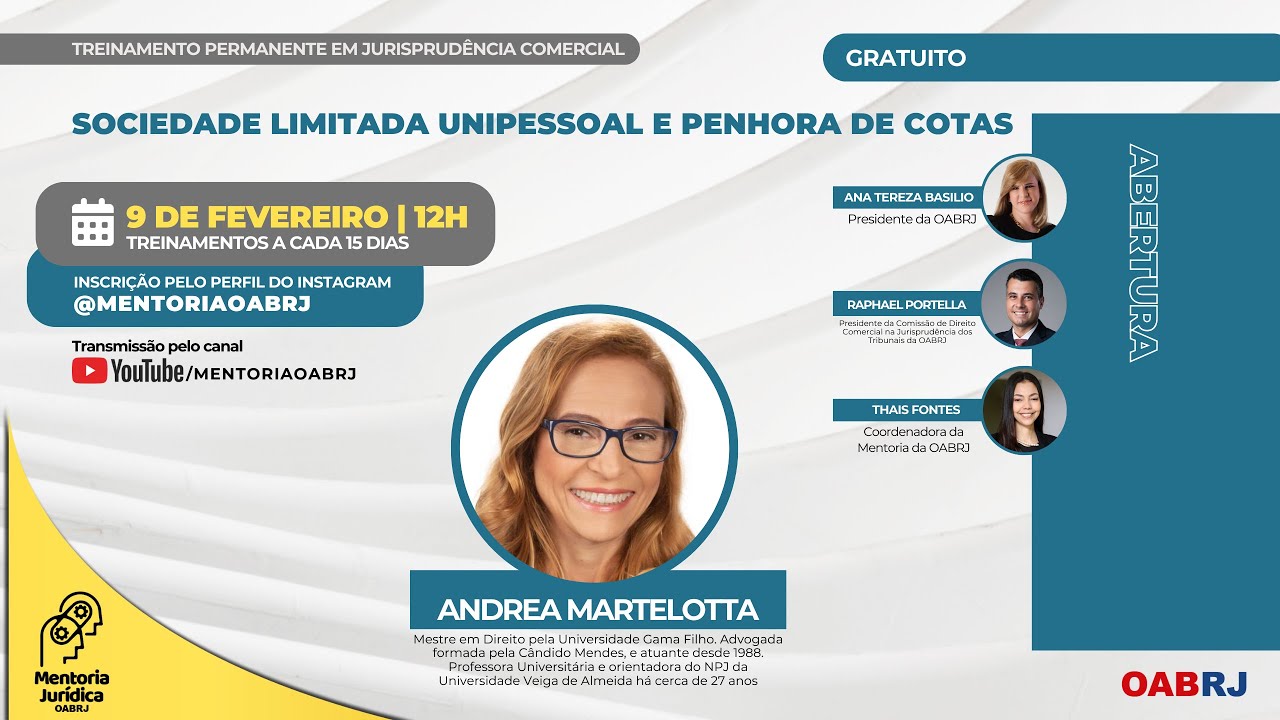 Sociedade Limitada Unipessoal e penhora de cotas - Treinamento em Jurisprud. Comercial - 09/02 - 12H