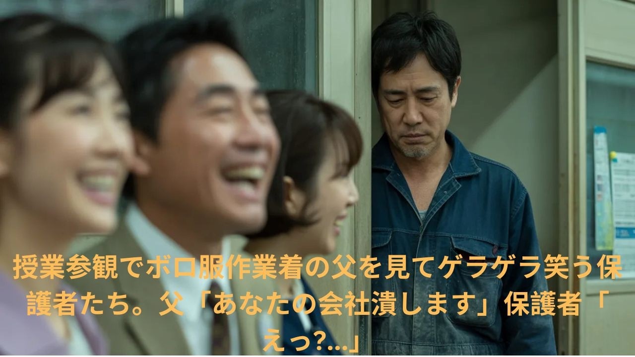 授業参観で作業着の父を見て笑う保護者たち。父「あなたの会社、明日潰れますよ」保護者「えっ…？」