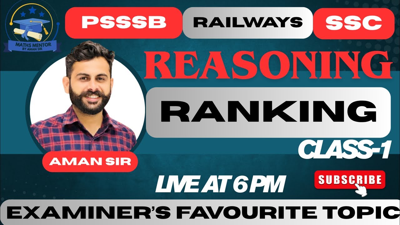 REASONING!! RANKING-1!!ZERO TO HERO BATCH!!AMAN SIR!! PSSSB!!PPSC!!SSC