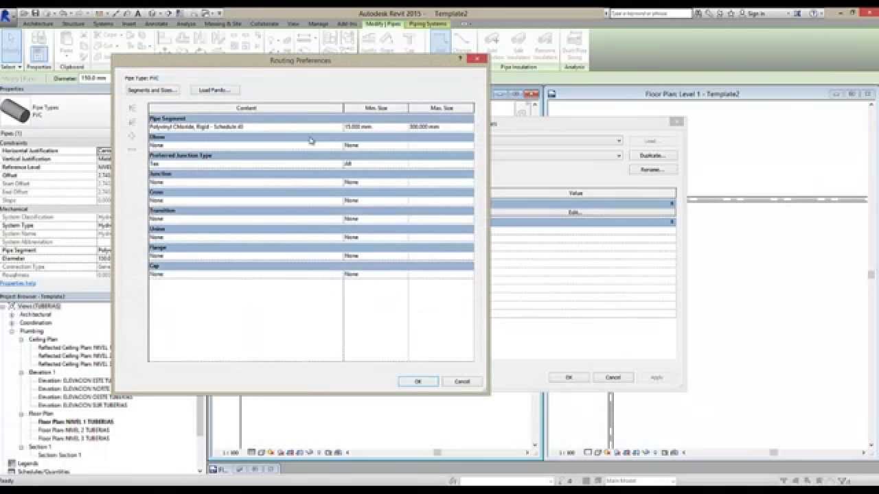 Personalizar Plantilla Tuberías, Revit MEP (1/3)