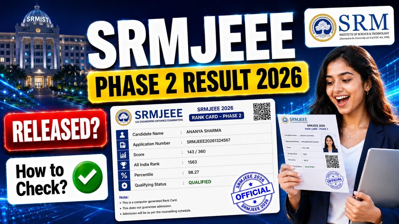 srmjeee phase 2 result 2026 | srmjee round 2 exam result 2026