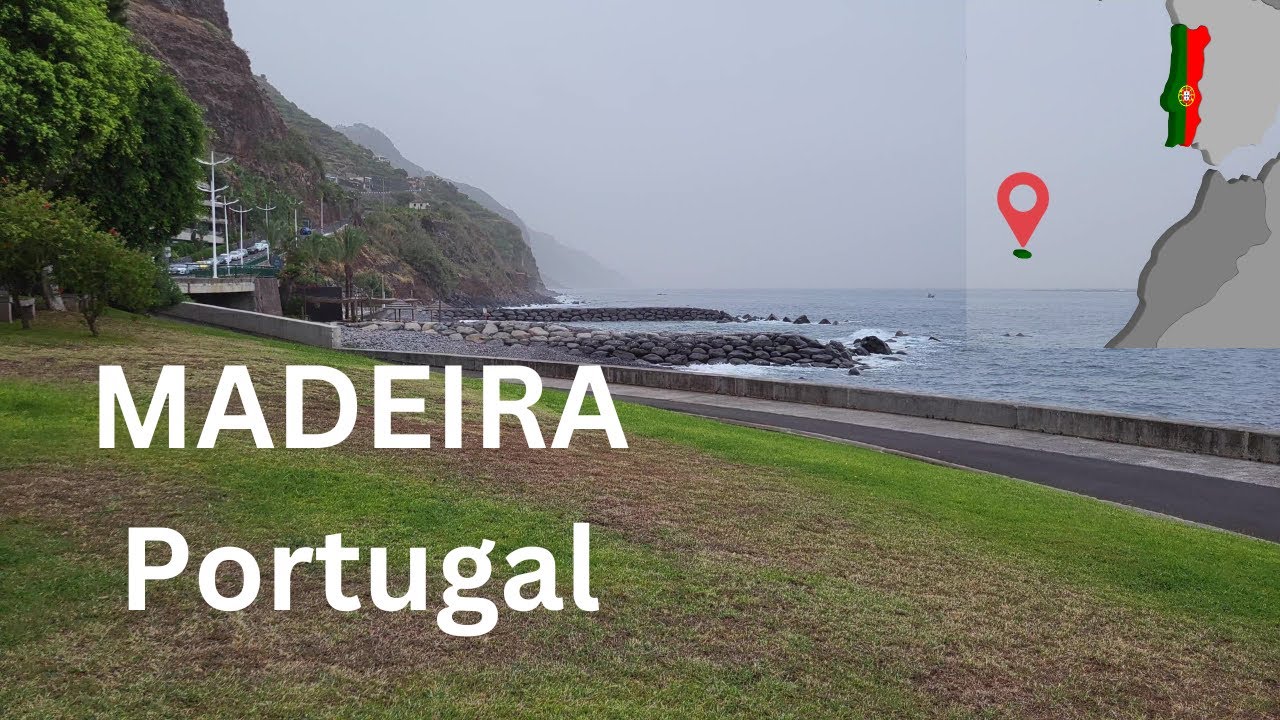 4K Madeira Walking Tour: 🌫️Foggy Morning Beauty of Calheta Village⛰️🏘️