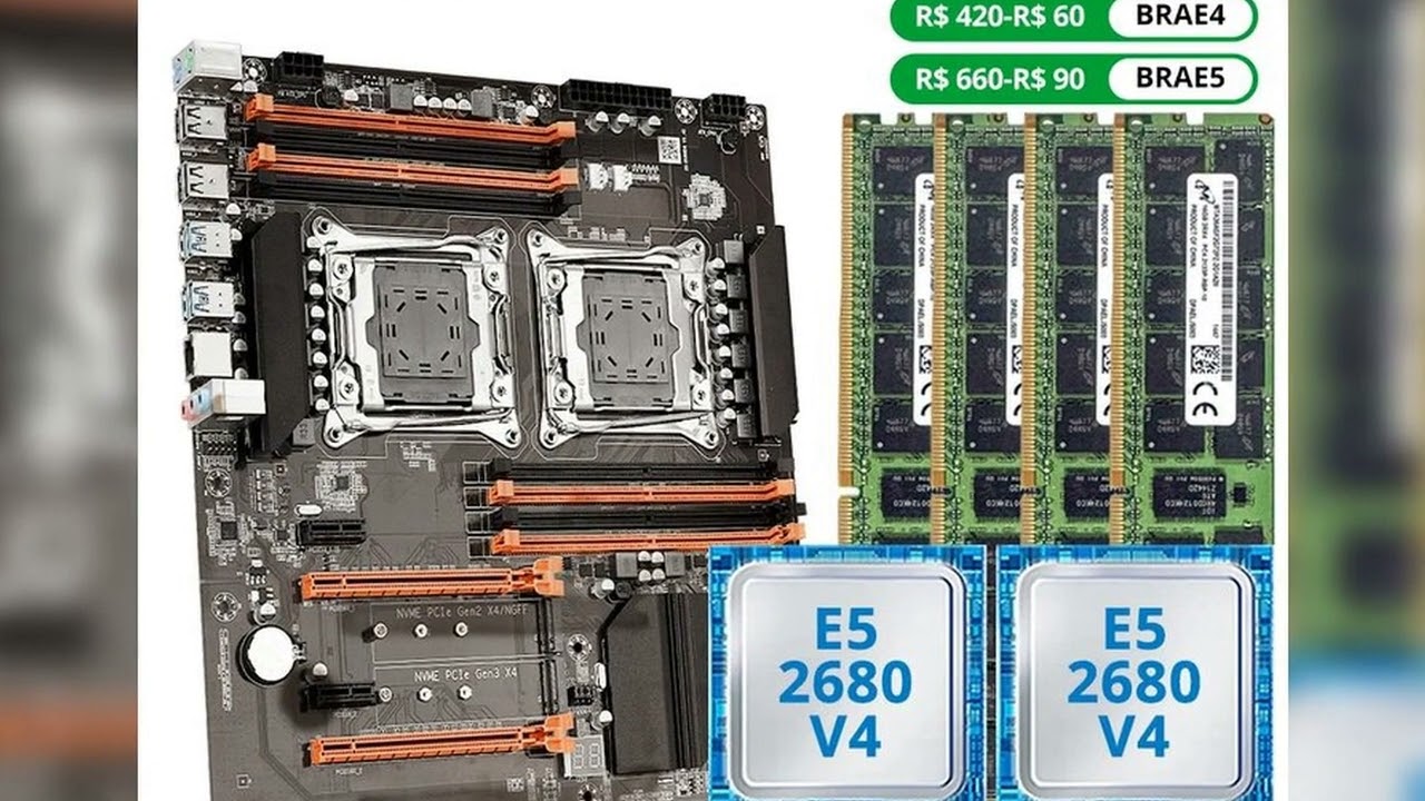 A must-have product! MOUGOl X99 Dual CPU Gaming Motherboard Set lntel Xeon E5 2680 V4&DDR4 64GB (4