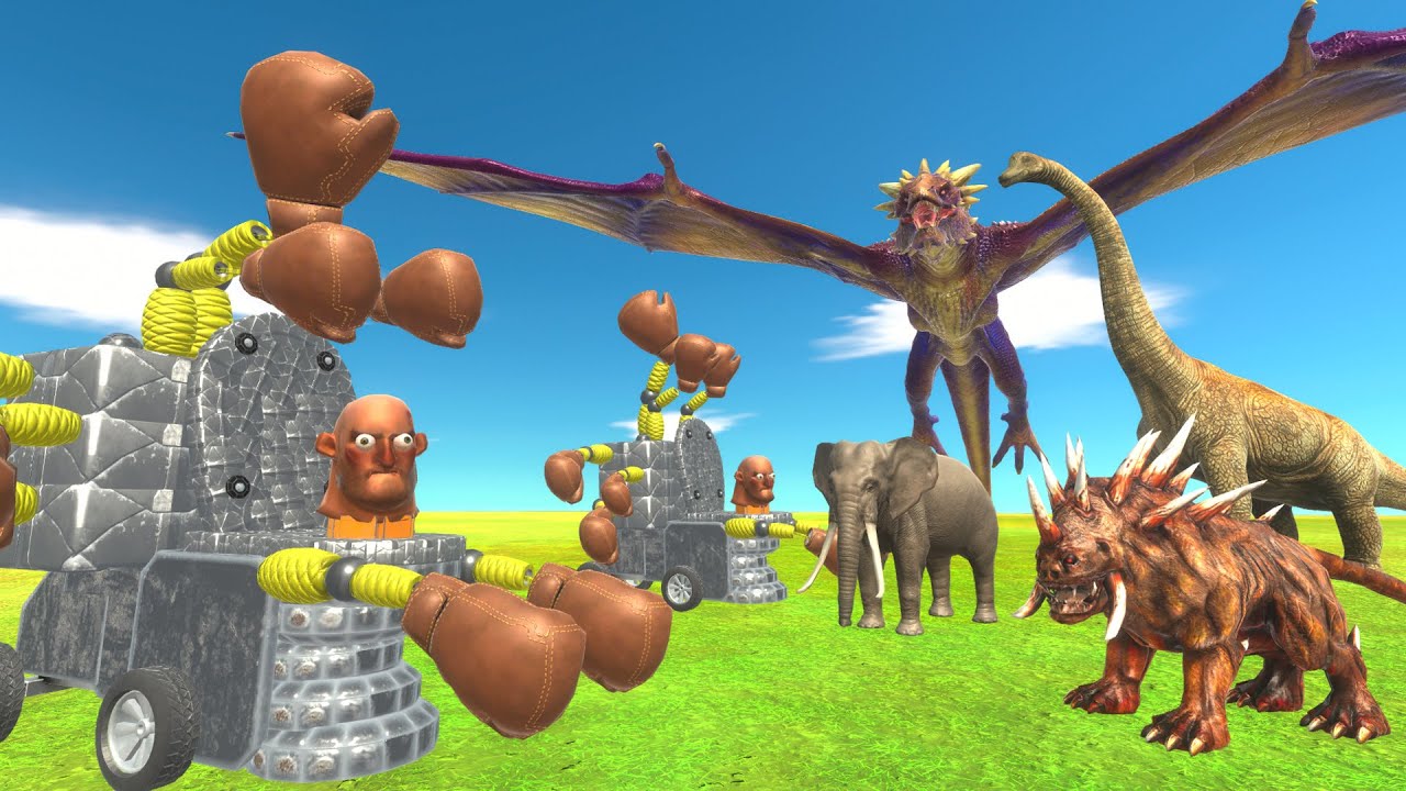 Skibidi Toilet Mega Punch vs Dinosaurs Infernals Humans Reptiles - Animal Revolt Battle Simulator