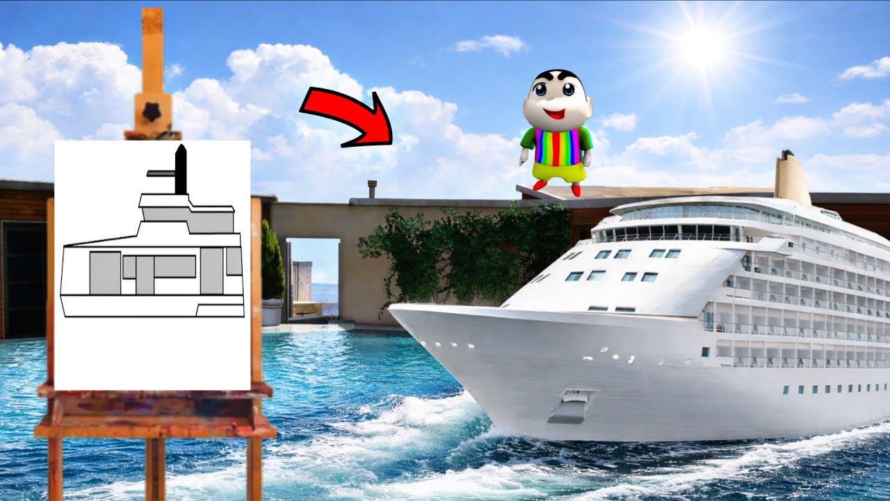 FRANKLIN AND SHINCHAN DRAWING A LUXURY SHIP WITH HELP OF MAGICAL PAINTING BOARD IN GTA 5