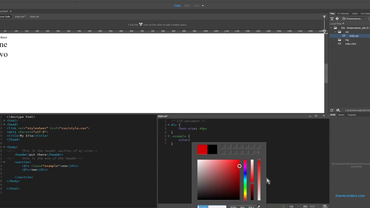 Creating an Index page in Dreamweaver CC 2018 part 2