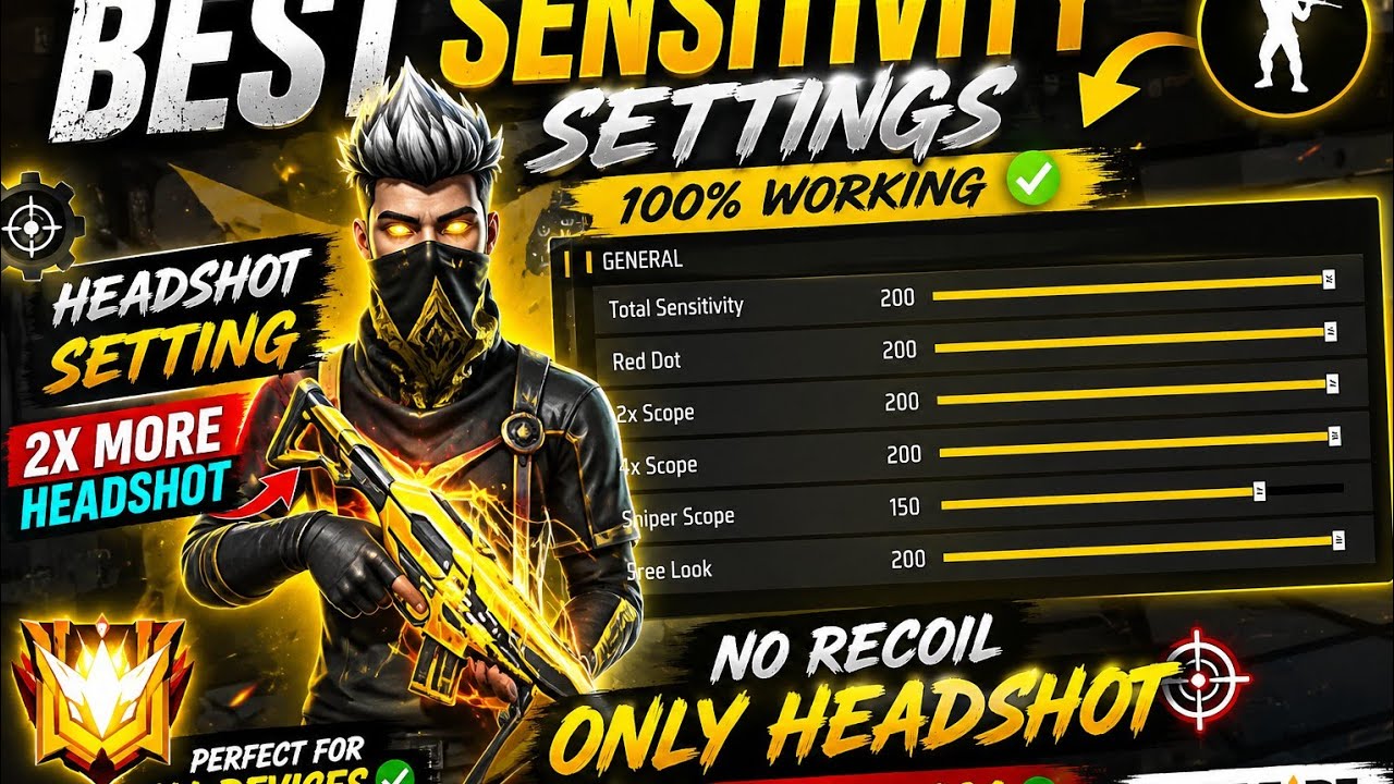 FREE FIRE 🔥 HACKER LEVEL HEADSHOT SENSIVITY OPPO VIVO INFIX REDMI ALL DEVICE SENSITIVITY ❤️‍🔥🔥 