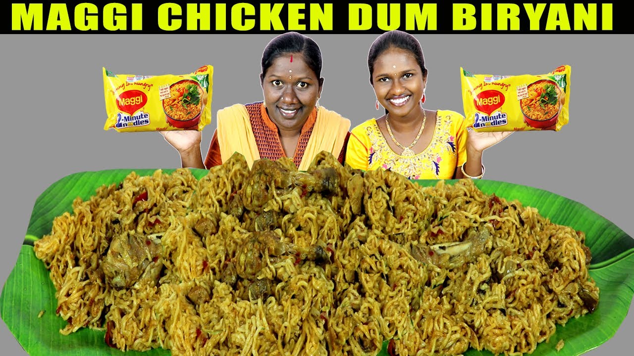 MAGGI CHICKEN DUM BIRYANI SPECIAL EATING CHALLENGE IN TAMIL FOODIES DIVYA VS ANUSHYA / MAGGI BIRYANI