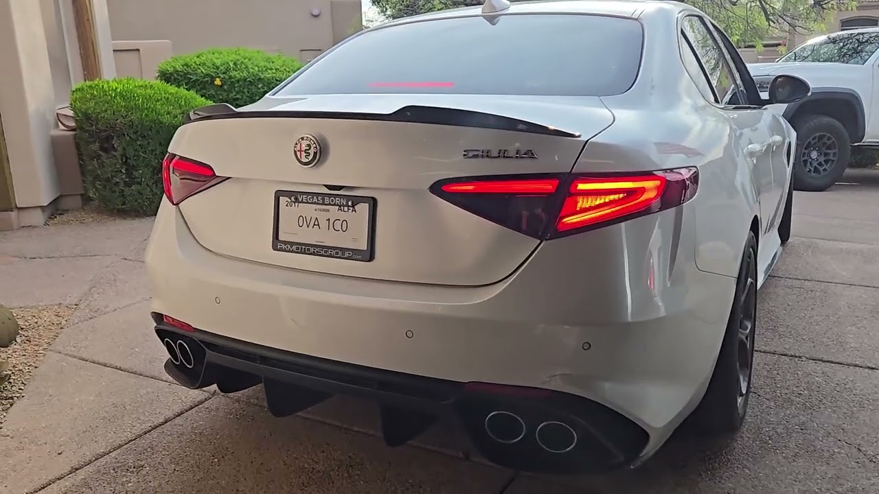 2017 Alfa Romeo Giulia Quadrifoglio with DIY x-pipe and exhaust valves open