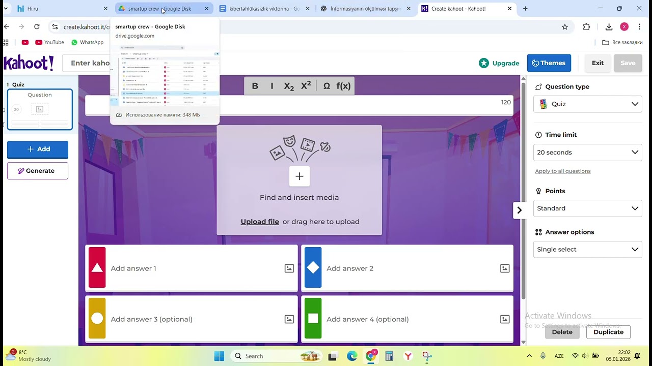 Kahoot – Quiz Hazırlama Təlimi
