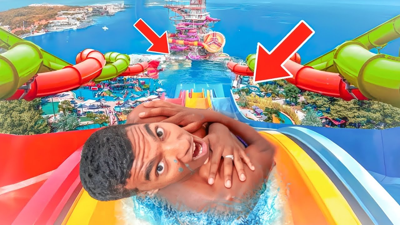 تحدي ركوب أطول زحلقة مائية في العالم أول مرة فحياتي😱 🏖🏄||LONGEST WATERSIDE IN THE WORLD