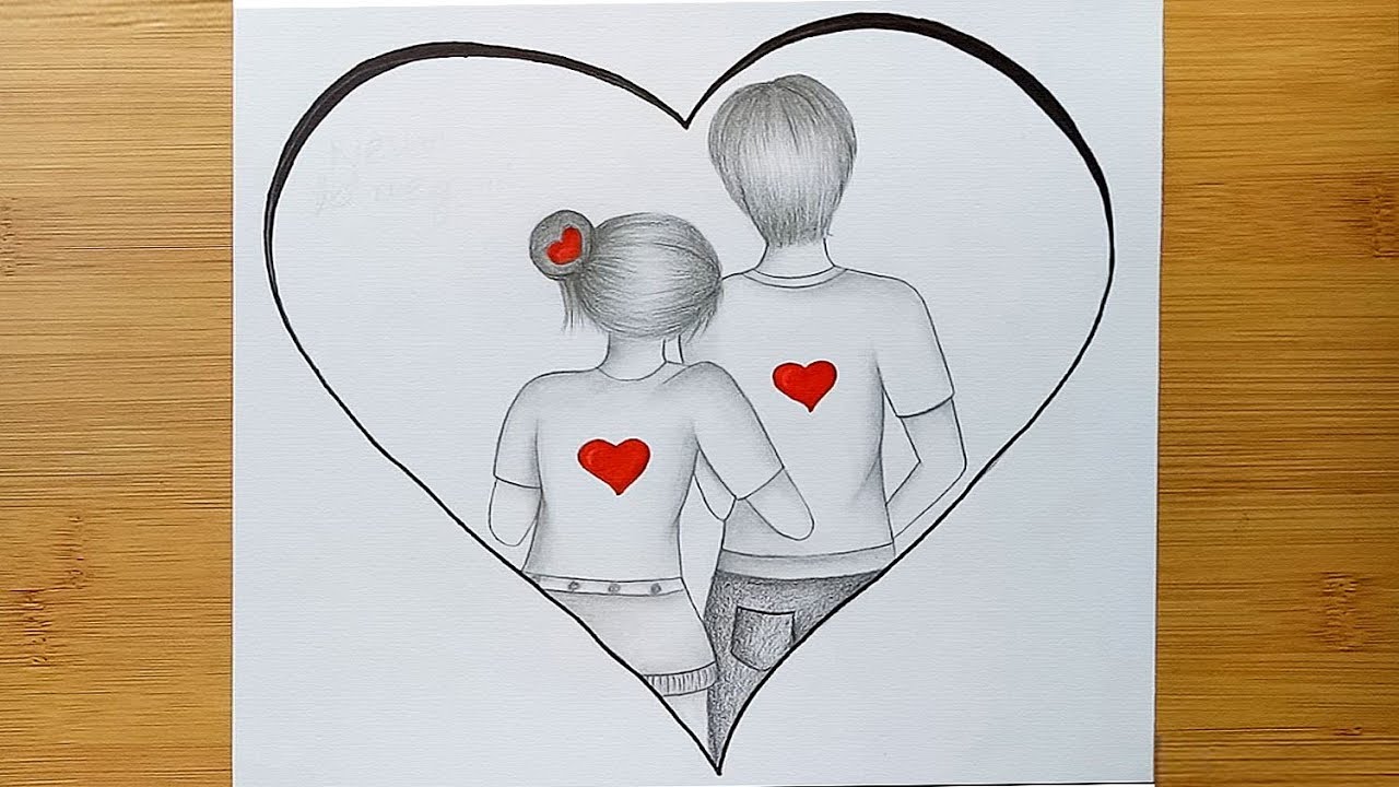 Romantic Couple Drawing / How to draw a cute couple hugging Step by step