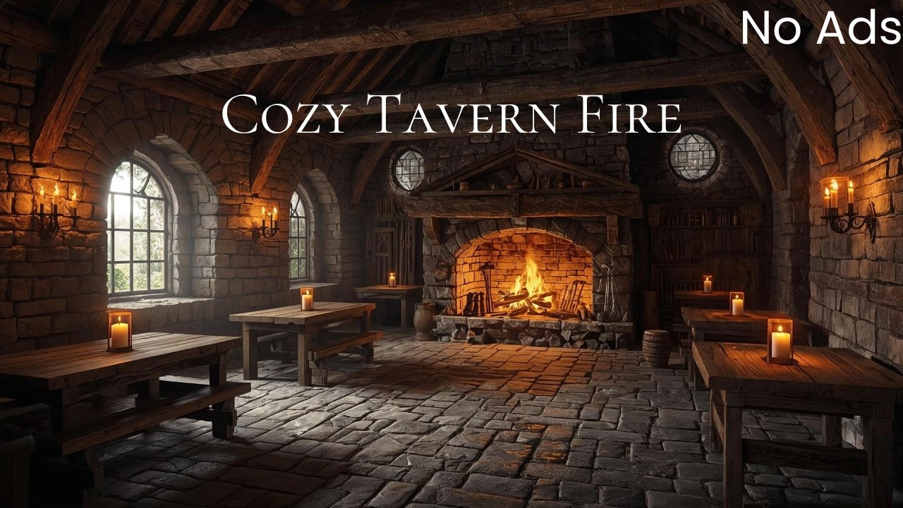 🔥 Medieval Tavern Fireplace | Cozy Fantasy Ambience 🍺