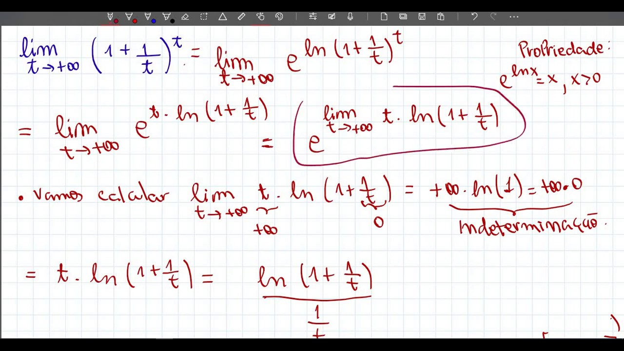 demonstração limite fundamental exponencial: lim (t→+∞) (1+1/t)^t