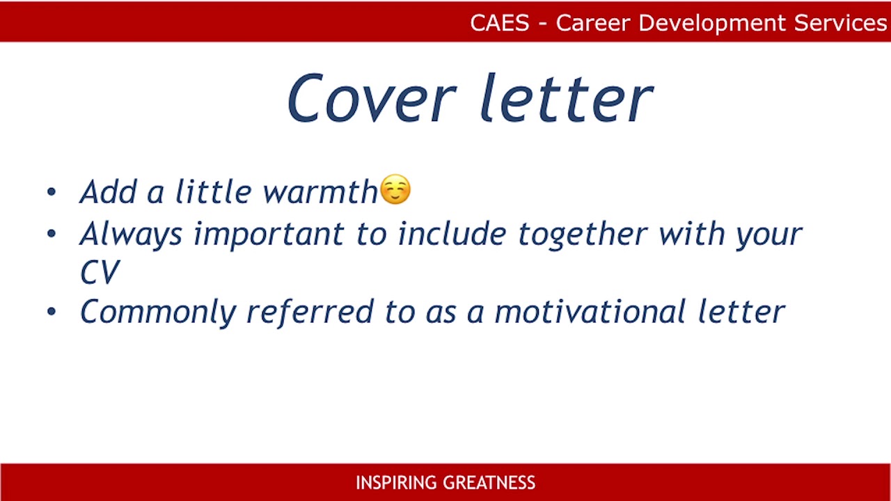 CV and Cover Letter online session