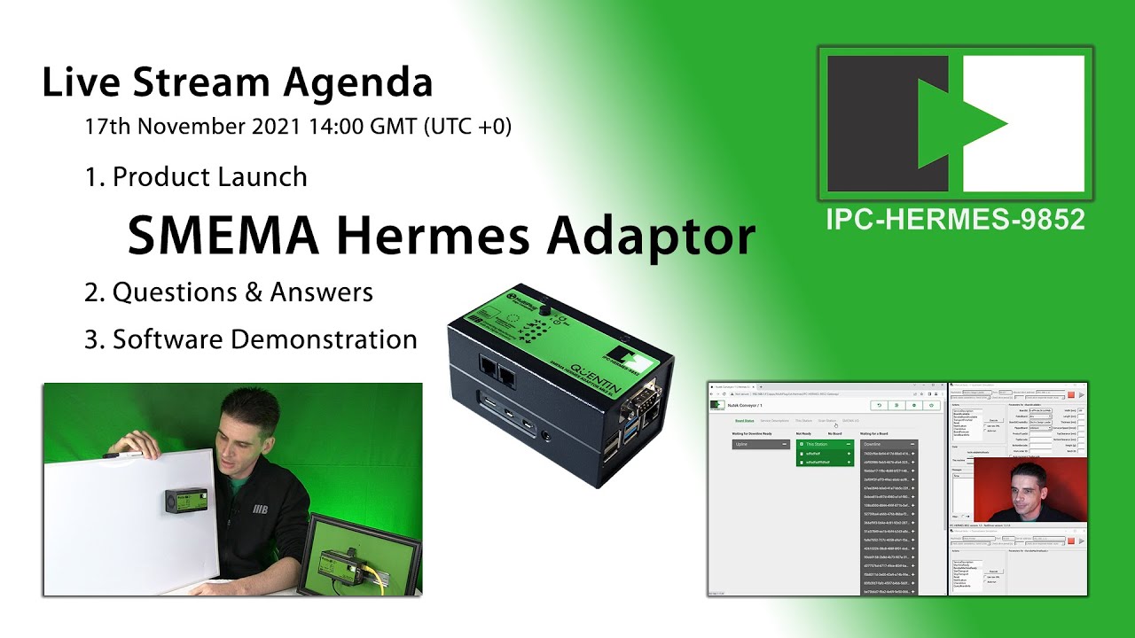 SMEMA Hermes Adaptor Product Launch Live Stream during Productronica 2021 for IPC-HERMES-9852